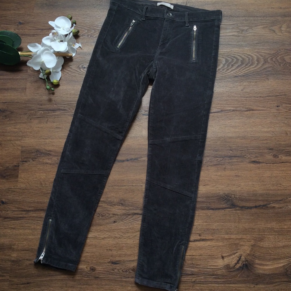 Banana Republic Dark Charcoal Suede Ankle Pants with Zippers
